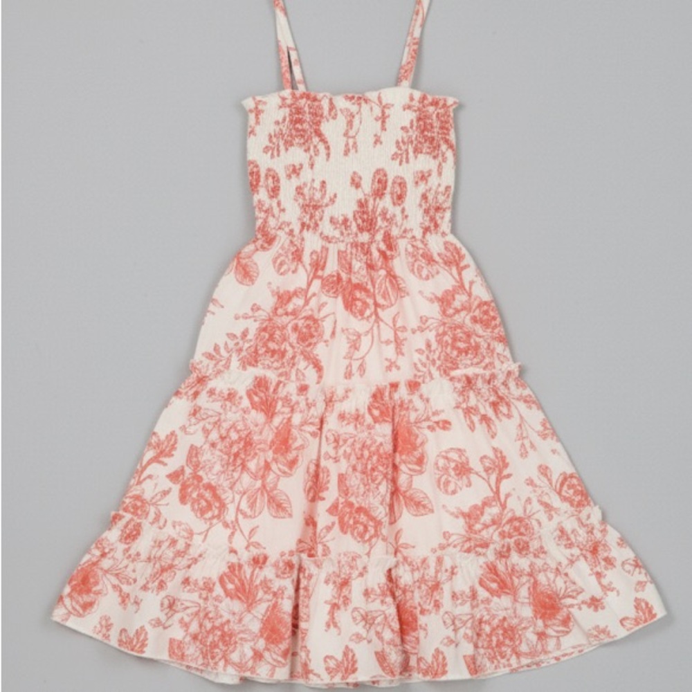Pink Floral Print Summer Dress